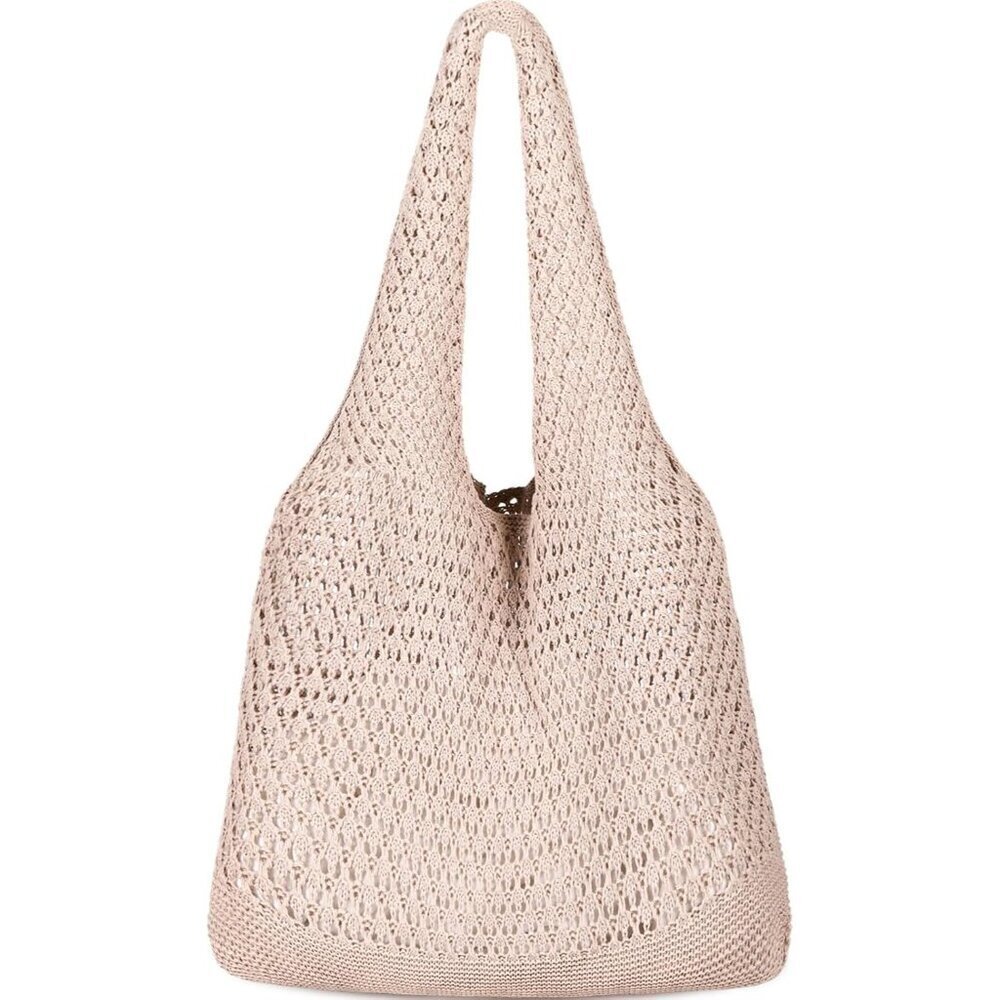 Women's Light Khaki Shoulder Shopping Handbag Casual Travel Totes Fold Able Bags